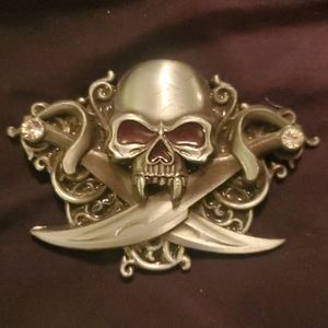 Silver Skull Belt Buckle
